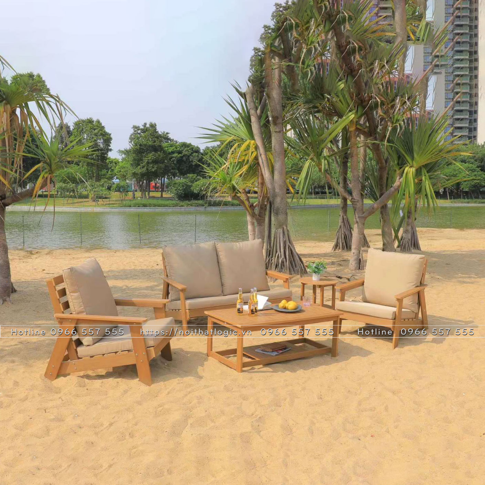 Sofa ngoài trời dễ bảo quản và vệ sinh nhờ lớp phủ bảo vệ chống thấm và khả năng chống bụi, giúp giữ cho sản phẩm luôn sạch sẽ và bền bỉ mà không cần bảo trì phức tạp