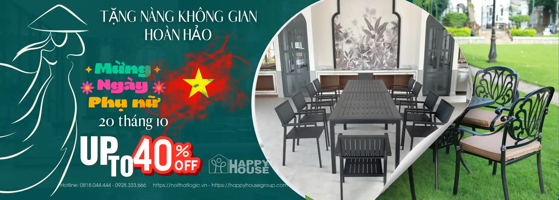Tặng Nàng Không Gian Hoàn Hảo Với ưu đãi Nội Thất Ngoài Trời Lên Đến 40%