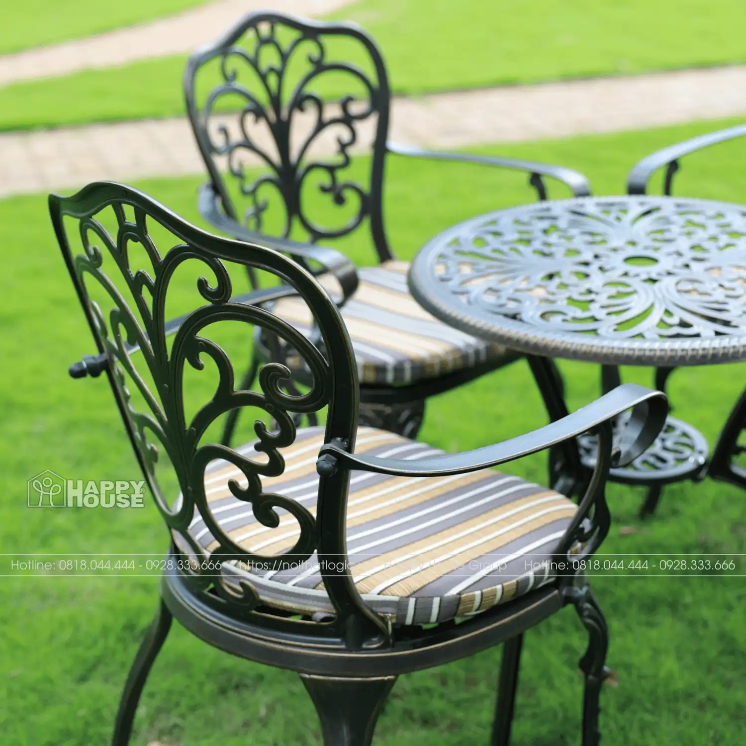  Bộ Bàn Ghế Nhôm Đúc Sân Vườn/Ban Công 4 Ghế - Bàn Tròn 80cm Hợp Kim Sơn Tĩnh Điện Đa Màu (Giá Sốc Chỉ 9.9 Triệu)