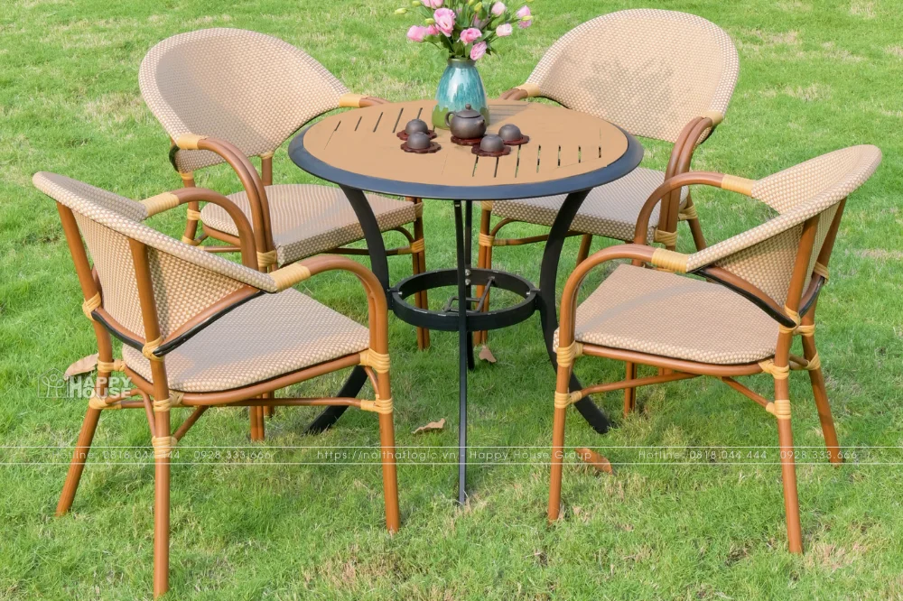 Bàn ghế cafe ngoài trời đẹp, bền, giá tốt cho không gian sân vườn