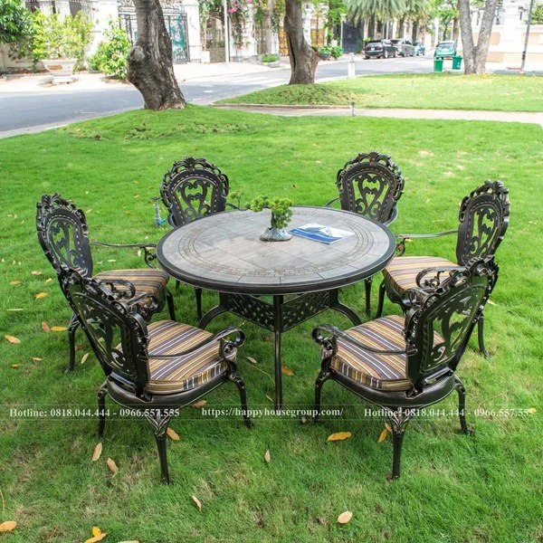 Kích thước bàn ghế sân vườn chuẩn cho bộ bàn ghế ngoại thất 6 ghế