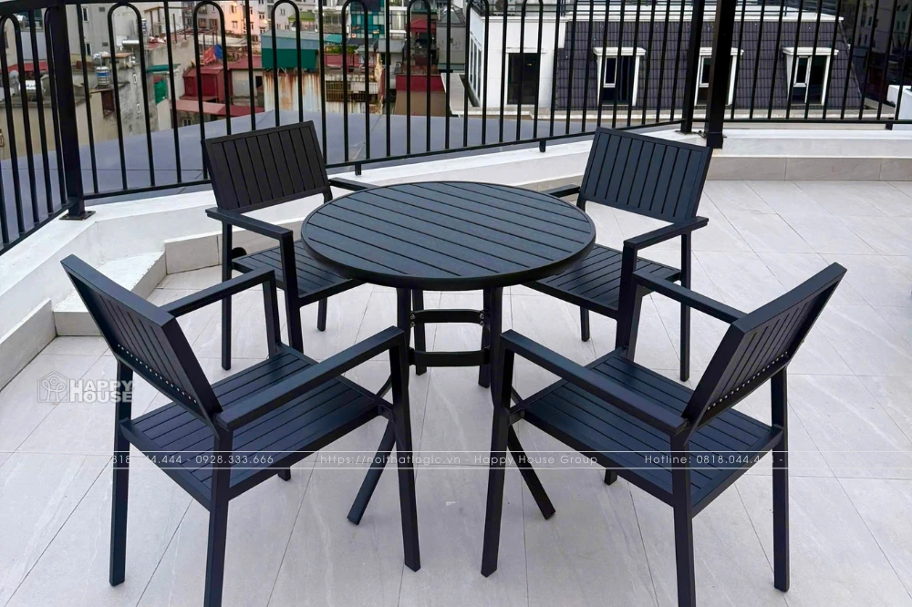 Giải Pháp Bàn Ghế Cafe Sân Thượng Chất Liệu Composite Tại Khách Sạn A25 - 36 Giang Văn Minh, Hà Nội