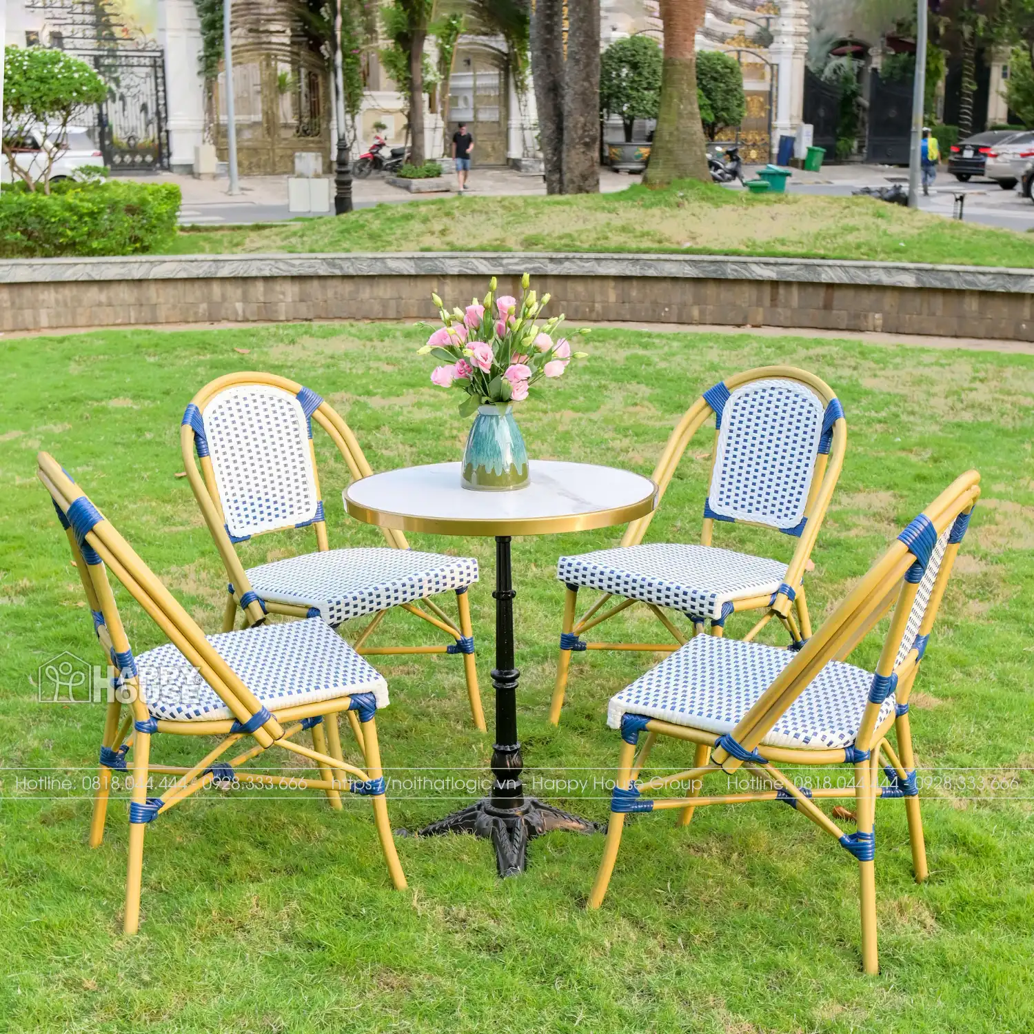 Bộ Bàn Ghế Cafe Bistro Cao Cấp BDT-4GL19KT