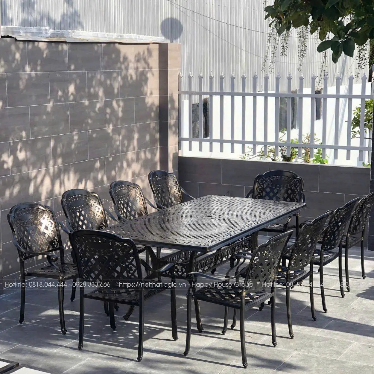 Bộ B&agrave;n Ghế Nh&ocirc;m Đ&uacute;c BND213-10CR M&agrave;u Đen &Aacute;nh Đồng 10 Ghế