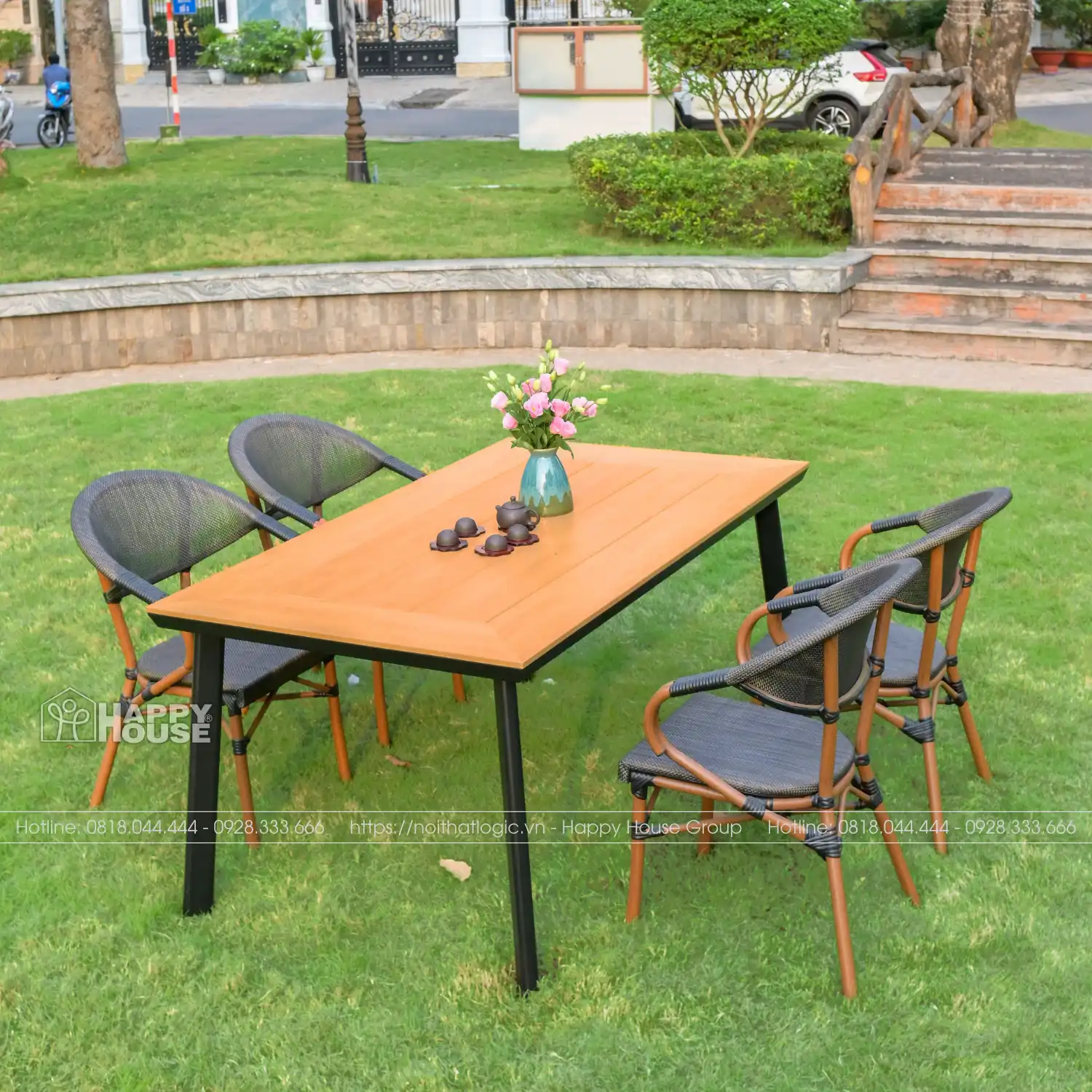 Bộ Bàn Ghế Composite Kết hợp 4 Ghế Lưới Textilene CPS-160GL03N