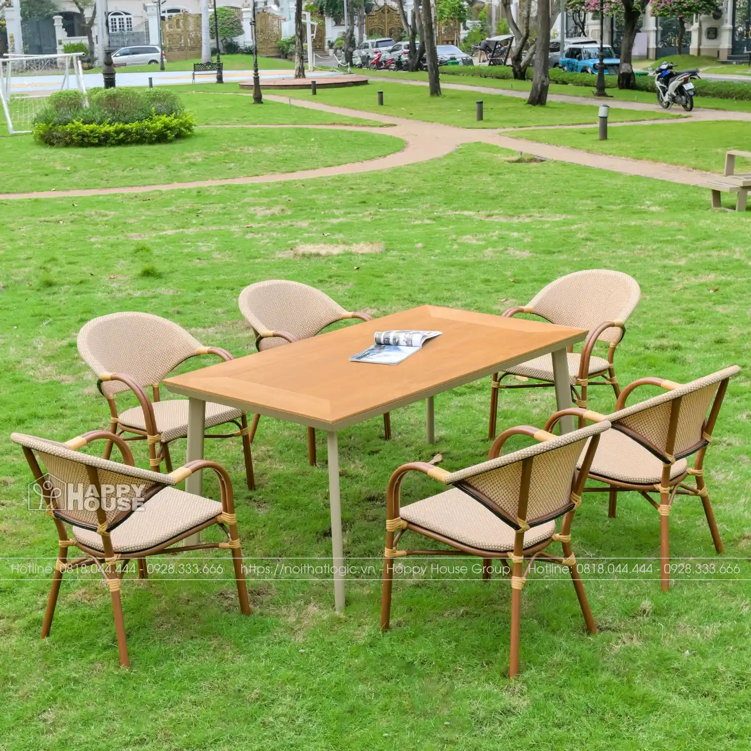 Bộ Bàn Ghế Ngoài Trời Composite 6 ghế - Đẳng Cấp Sang Trọng