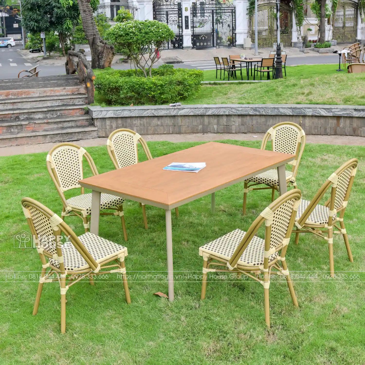 Bộ Bàn Ghế Composite Màu Kaki 6 Ghế CPS-160SNL20