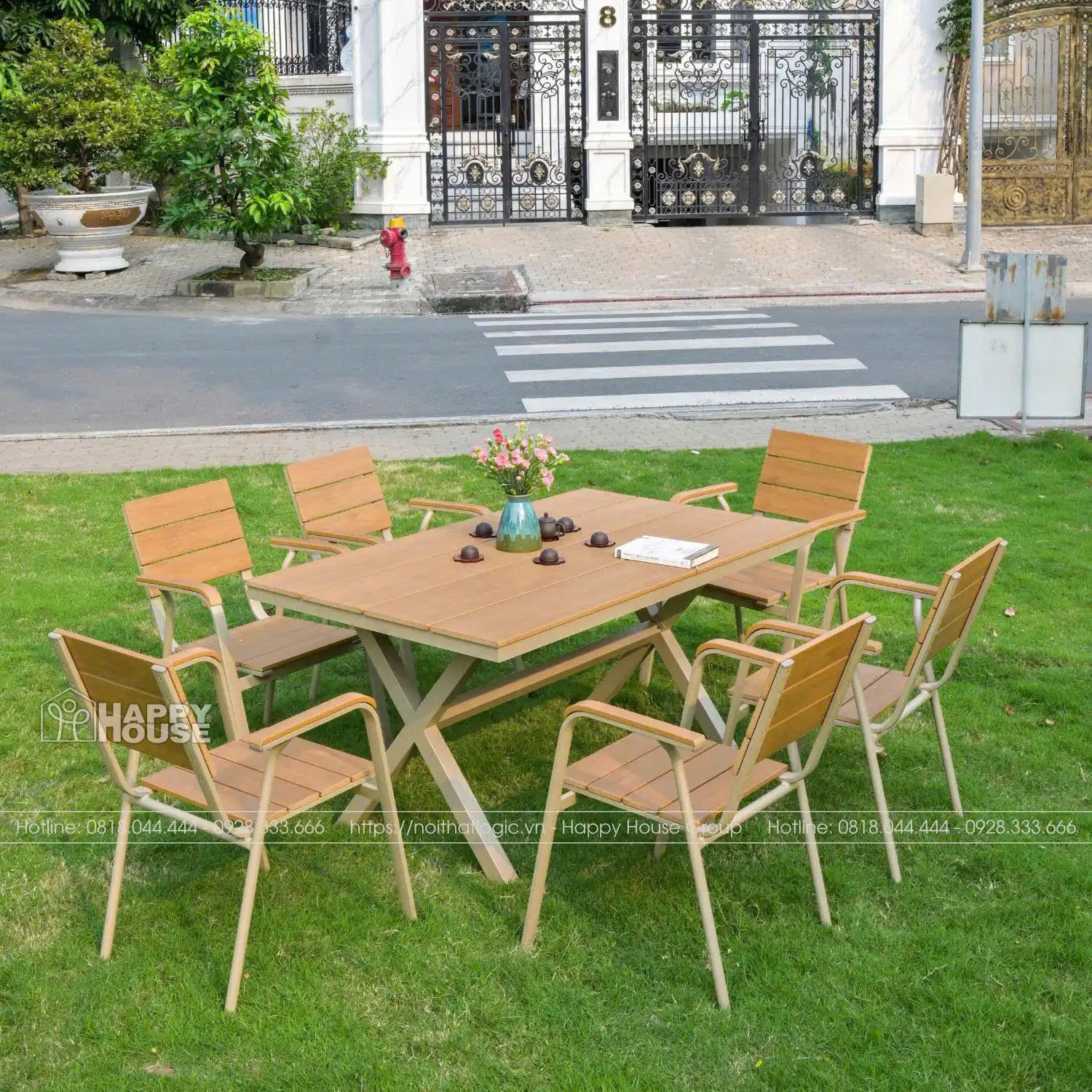 Bộ bàn ghế Composite chân chéo CPS-CC180