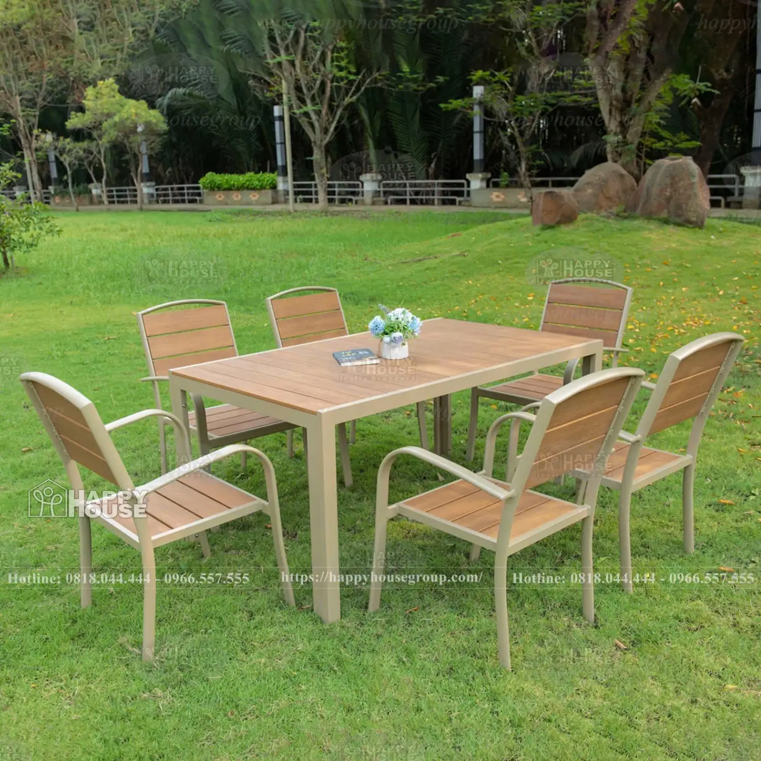 Bộ Bàn Ghế Composite Sân Vườn 6 Ghế CPS150-6GTCKK