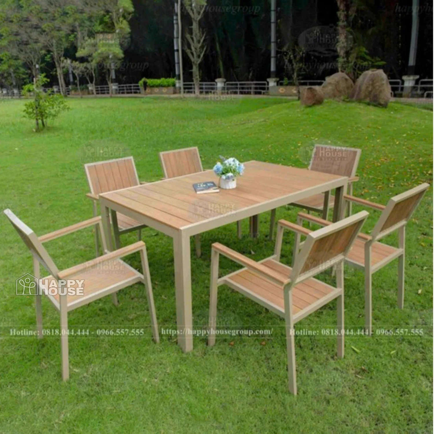 Bộ Bàn Ghế Composite Nhà Hàng Sân Vườn 6 Ghế CPS150-6GTVKK