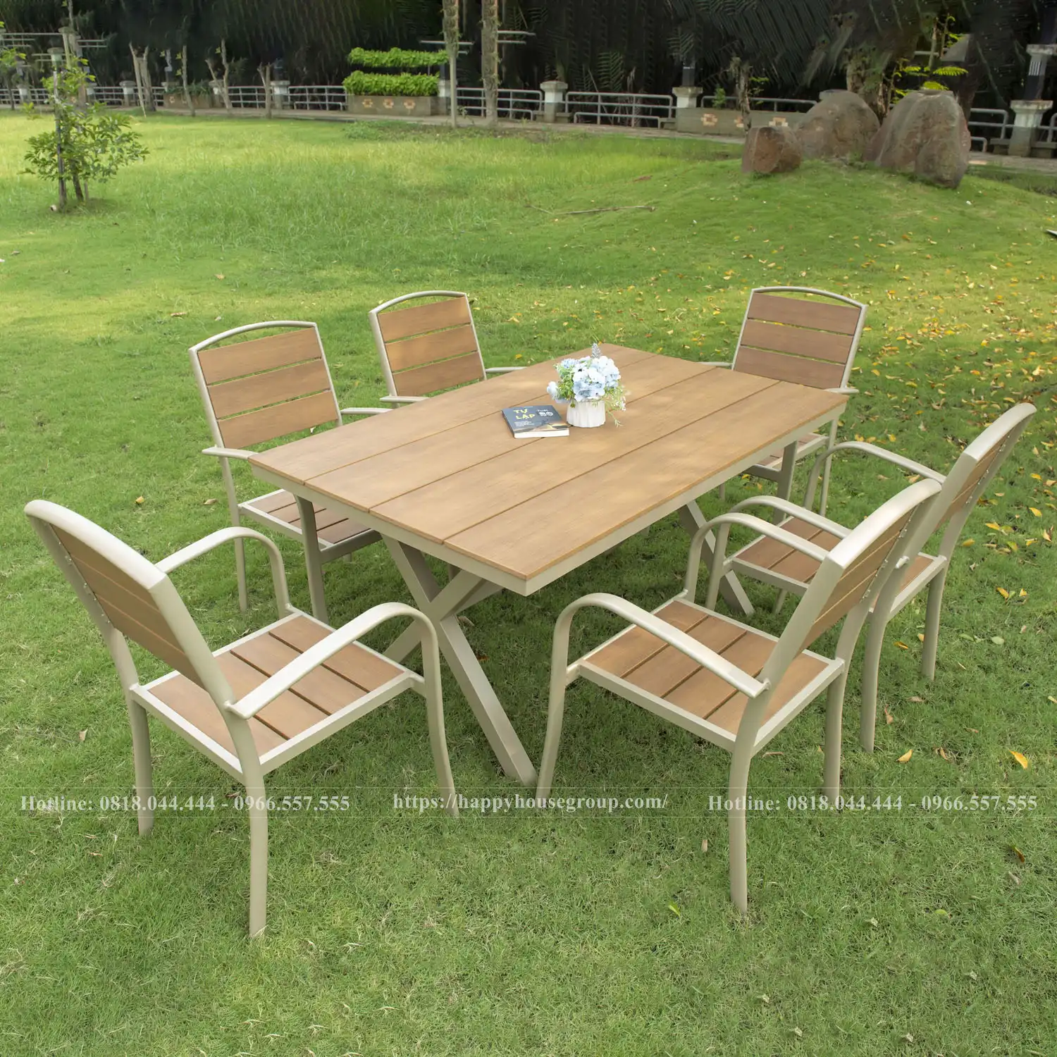 Bộ bàn ghế Composite ngoài trời 1 bàn và 6 ghế CPS150CC-6GC
