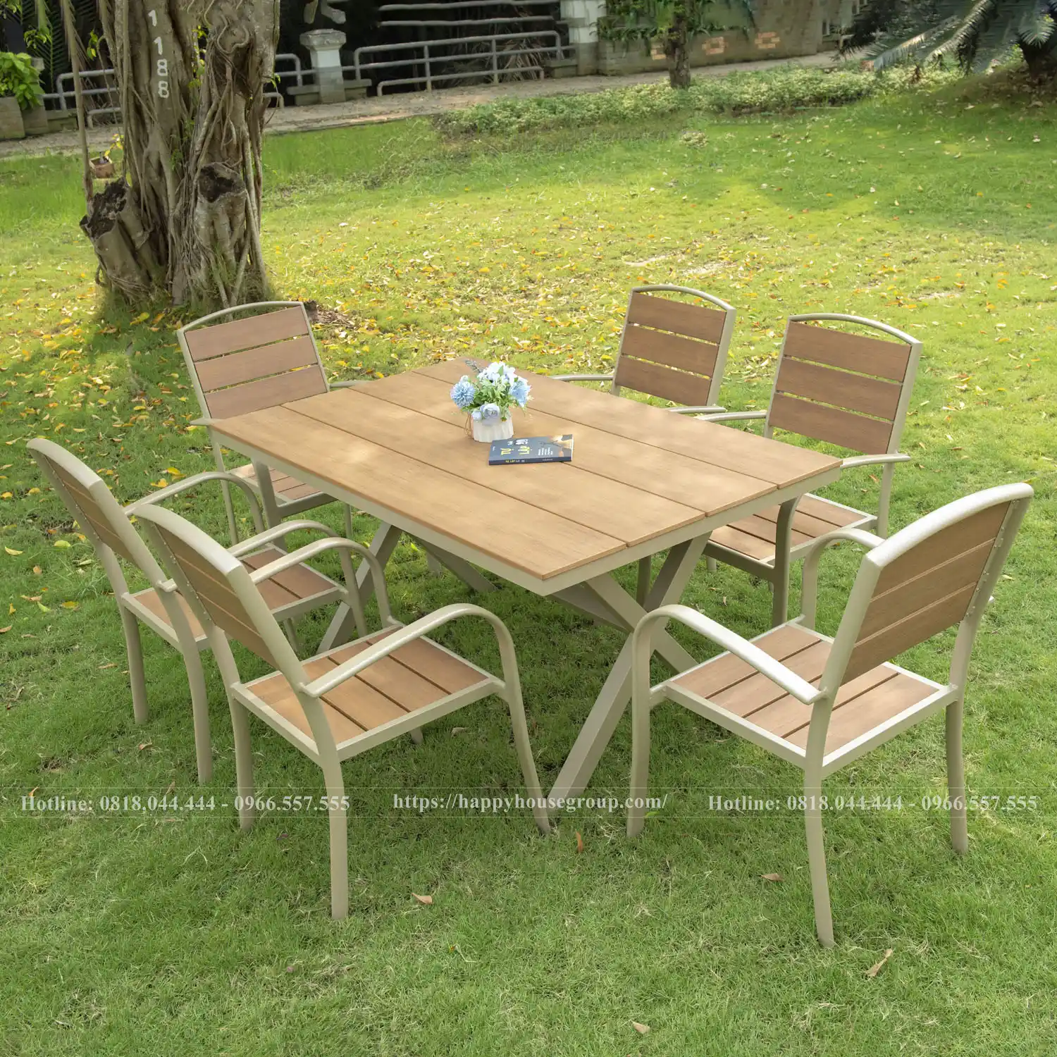 Bộ bàn ghế Composite ngoài trời 1 bàn và 6 ghế CPS150CC-6GC