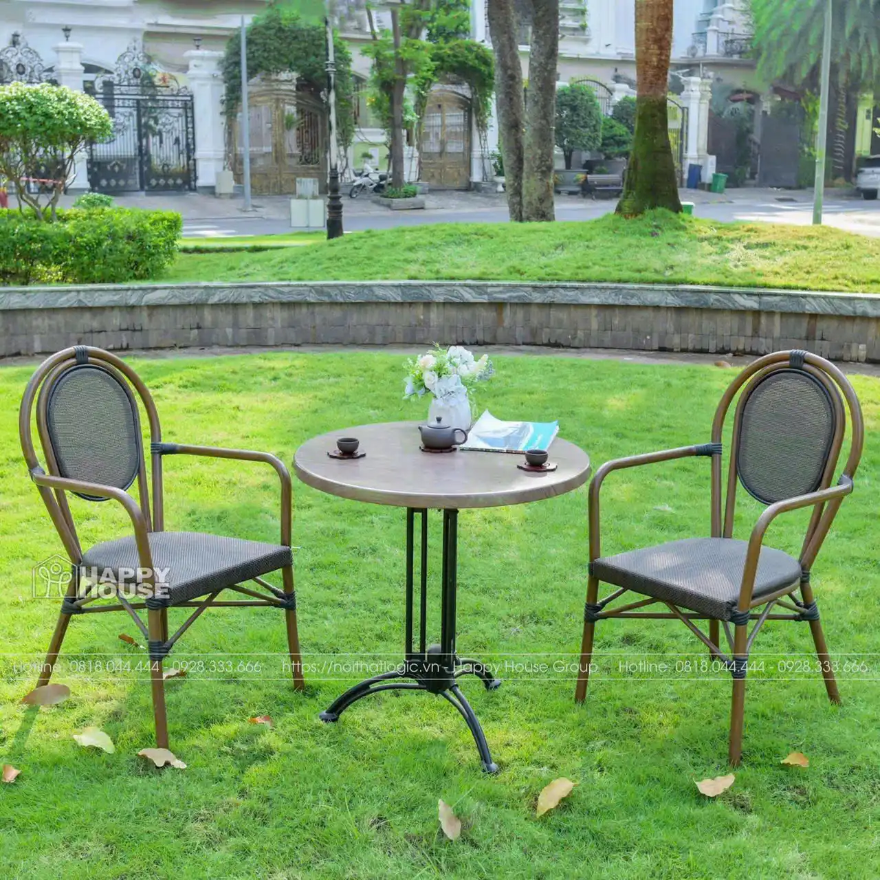 Bộ B&agrave;n Ghề Cafe CPST-2GL05 M&agrave;u Kaki 2 Ghế