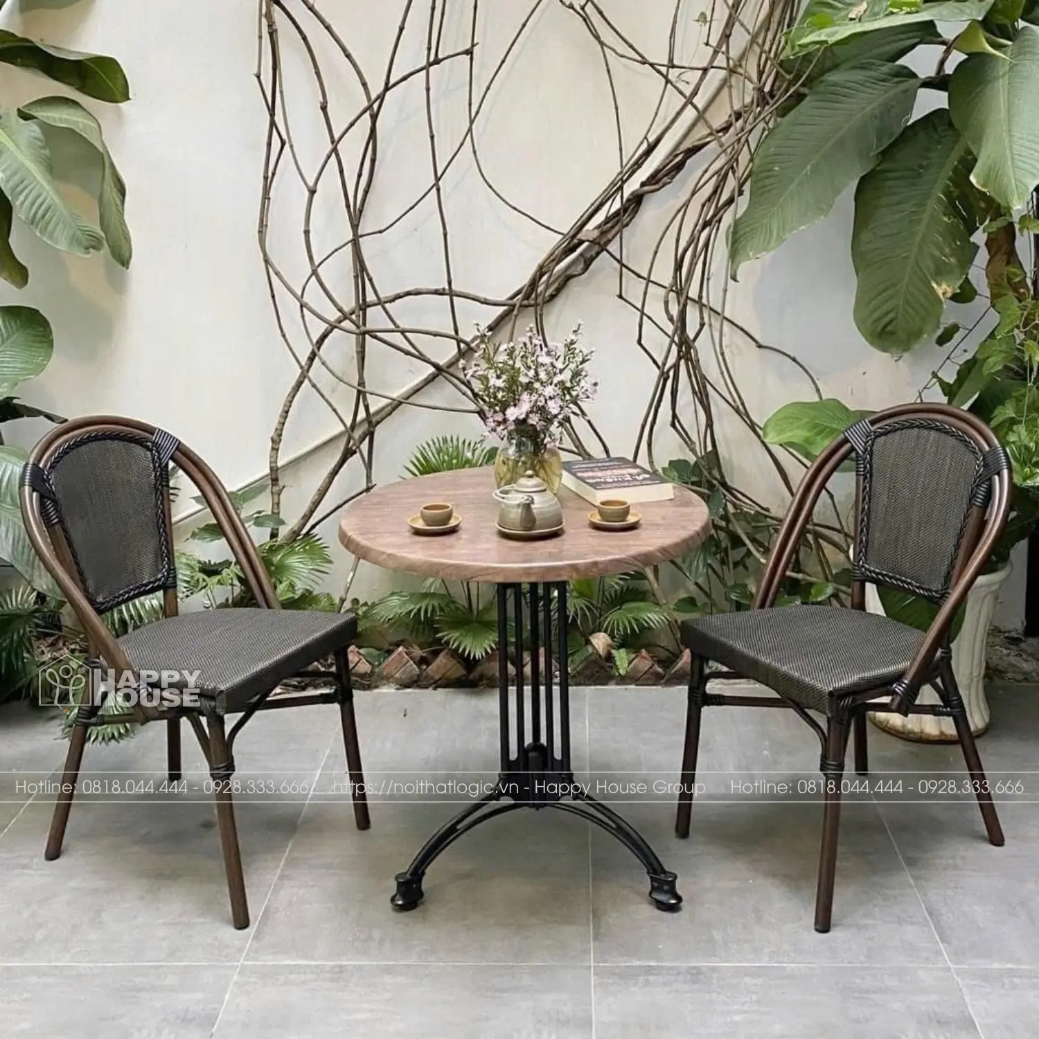 Bộ Bàn Ghế Cafe Ngoài Trời Cao Cấp CPST-2GL17KT