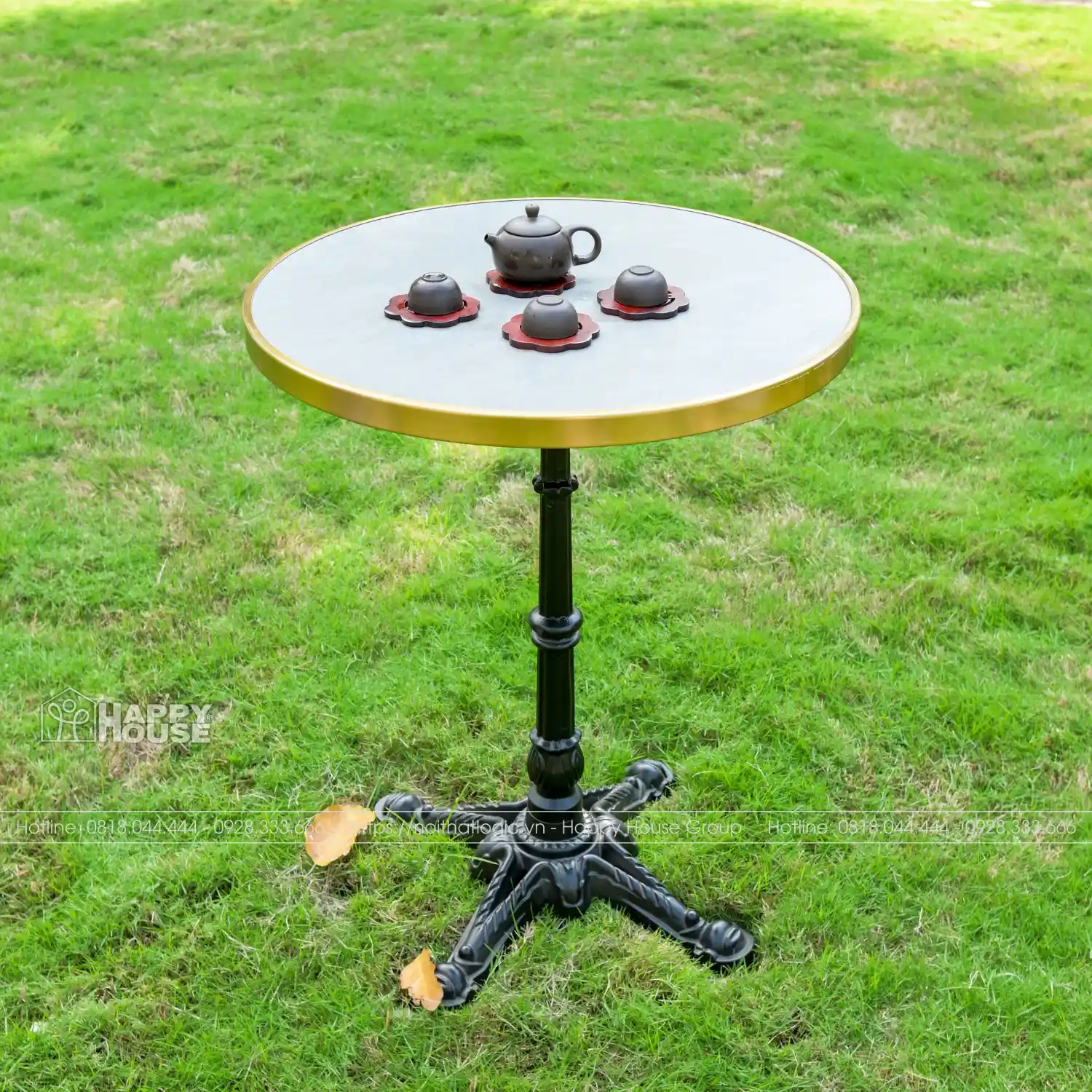 Bộ Bàn Trà Mặt Đá Kết Hợp 4 Ghế Đan Dây Dù Cao Cấp