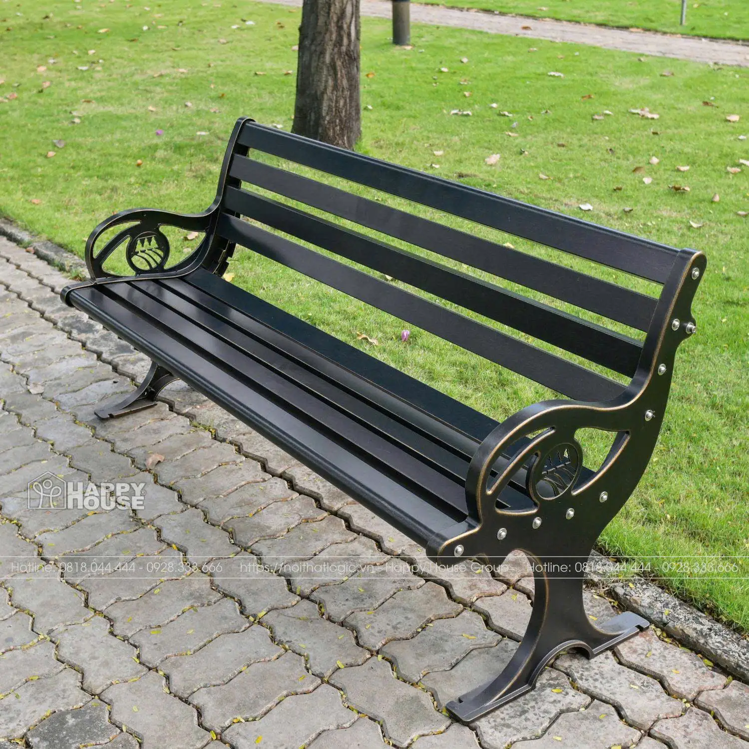 Ghế Công Viên Nhôm Đúc Sơn Tĩnh Điện Màu Đen Ánh Đồng GCV-ND1501C