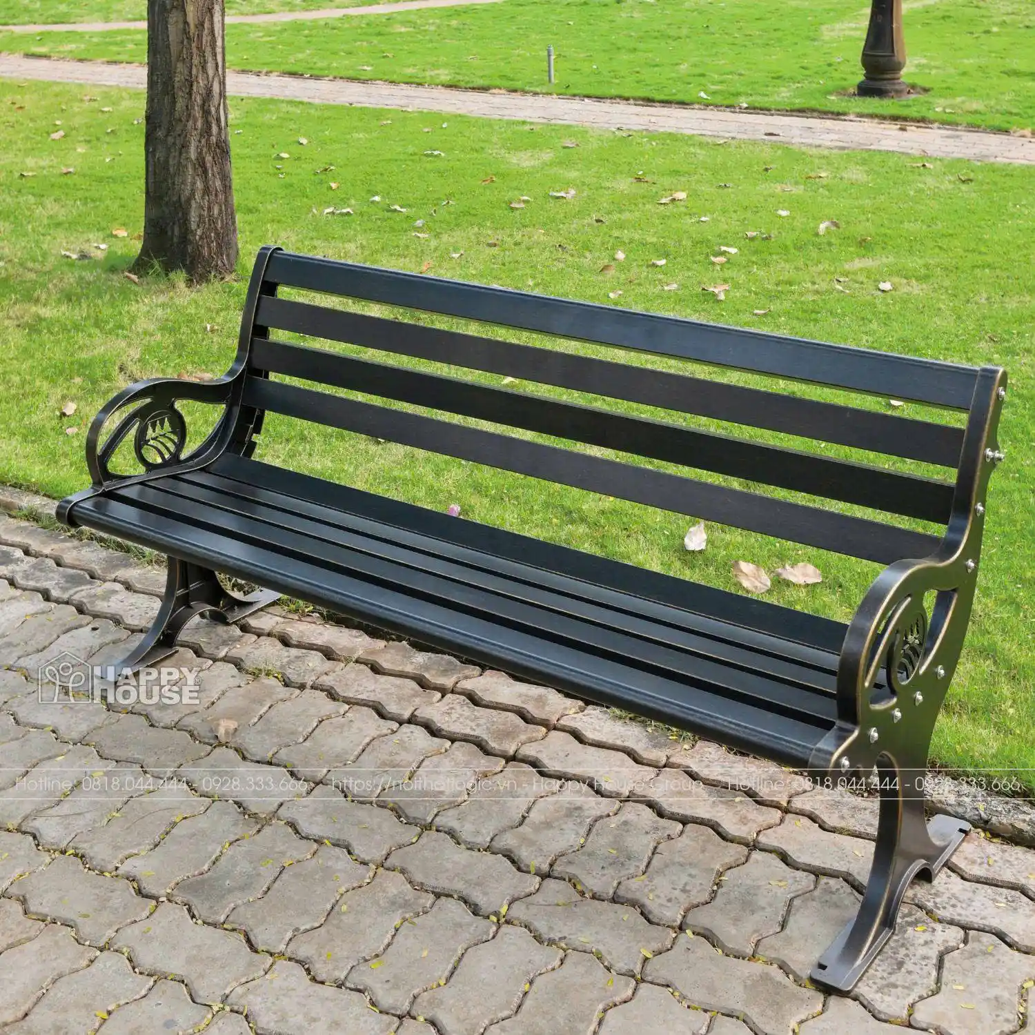 Ghế Công Viên Nhôm Đúc Sơn Tĩnh Điện Màu Đen Ánh Đồng GCV-ND1501C