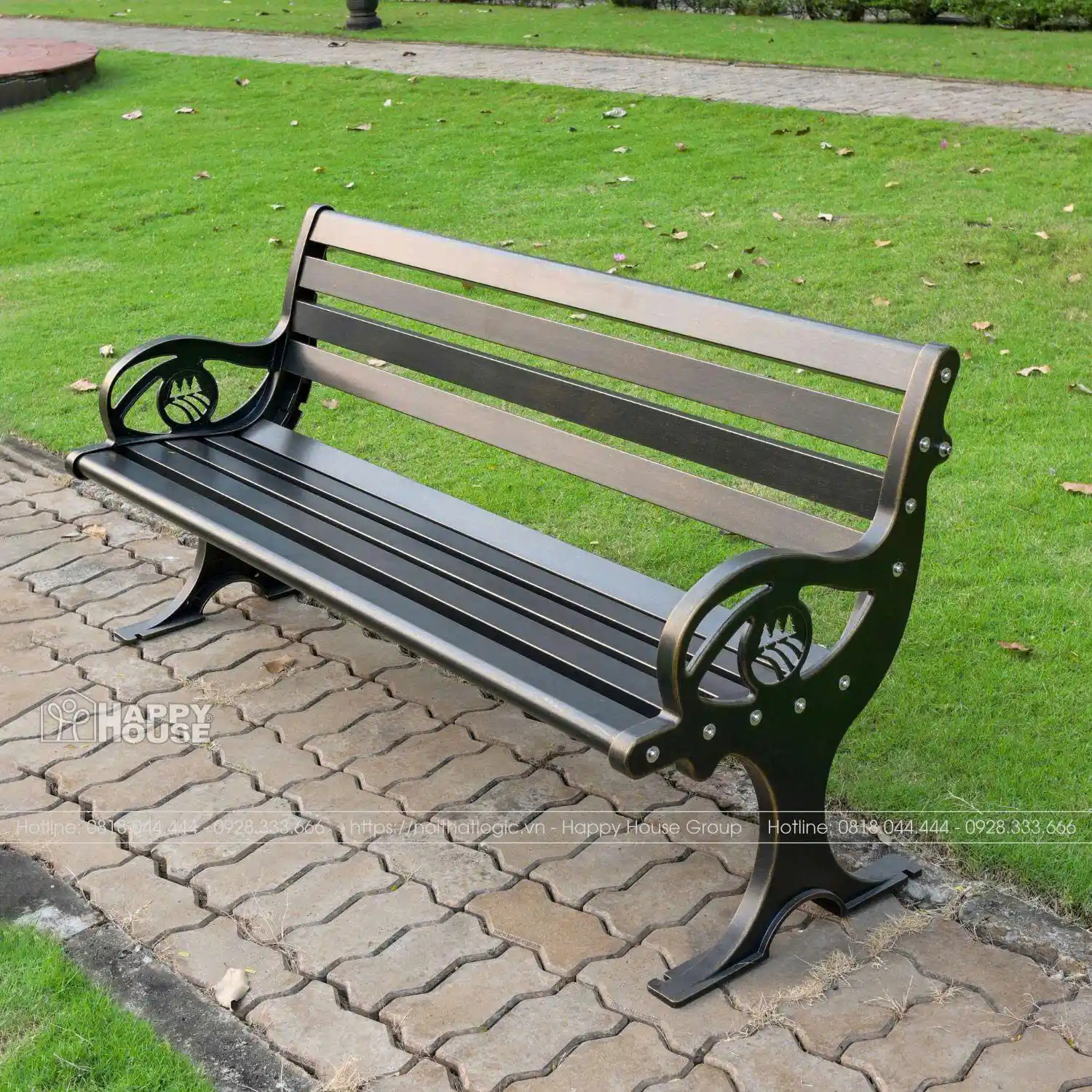 Ghế Công Viên Nhôm Đúc Sơn Tĩnh Điện Màu Đen Ánh Đồng GCV-ND1501C