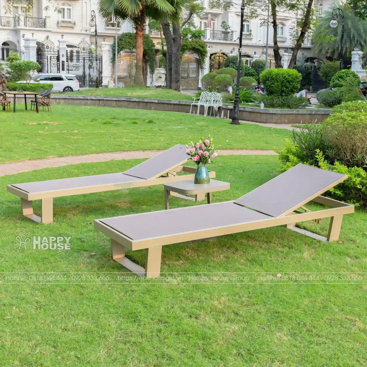 Ghế Tắm Nắng Bể Bơi Khung Hợp Kim Nhôm Lưới Textilene