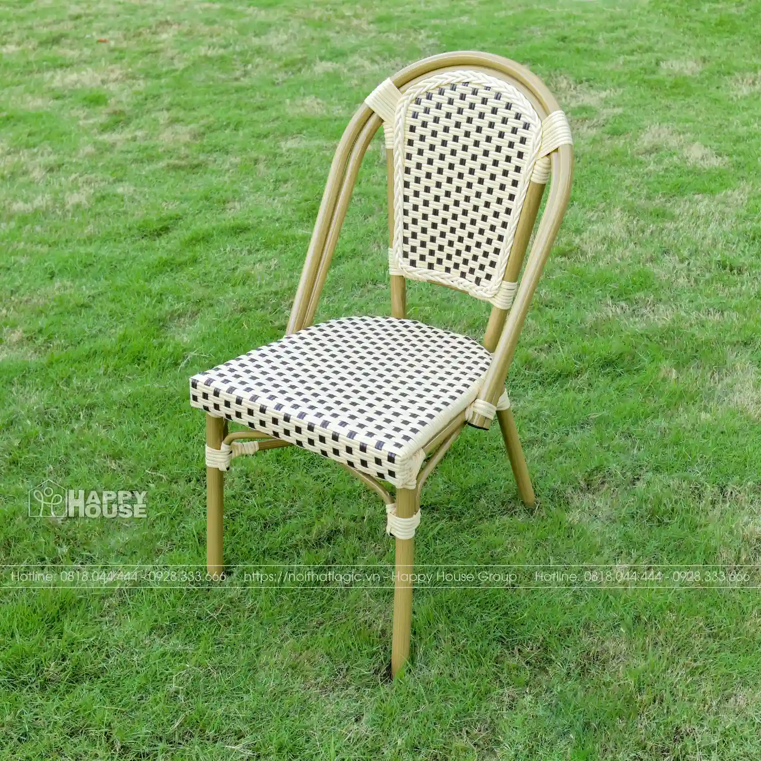 Ghế Cà Phê Khung Nhôm Đúc Sợi Nhựa Giả Mây GL20-KT