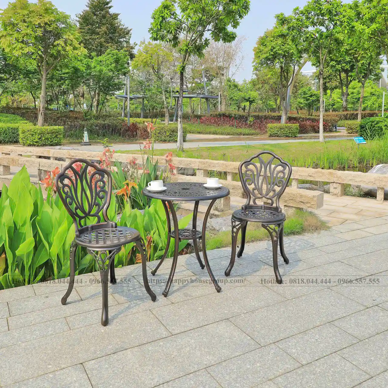 Bộ Bàn Ghế Ban Công ND60-2GHSKT Màu Ánh Đồng 2 Ghế