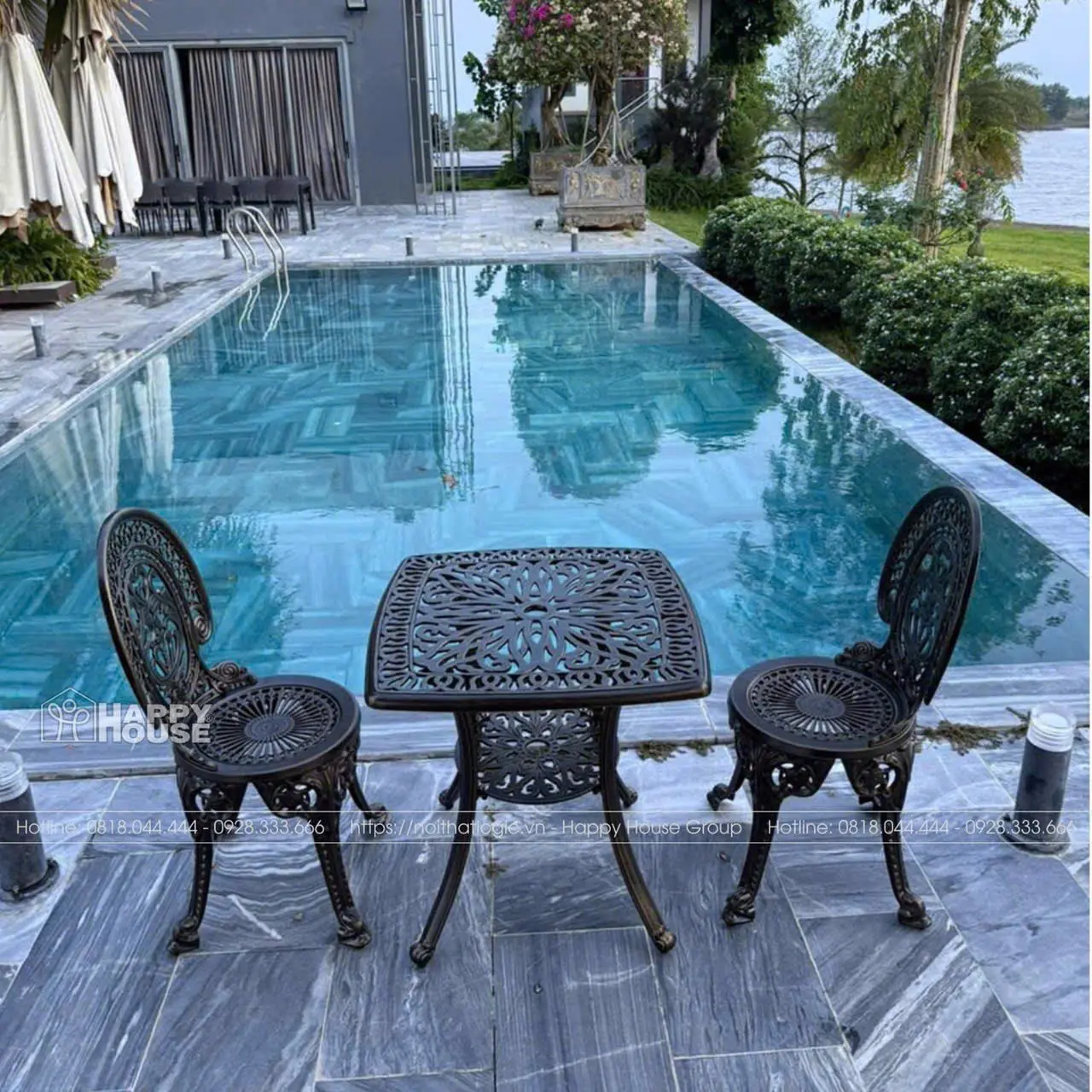 Bộ Bàn Ghế Ban Công ND62-2GHG Nhôm Đúc 2 Ghế