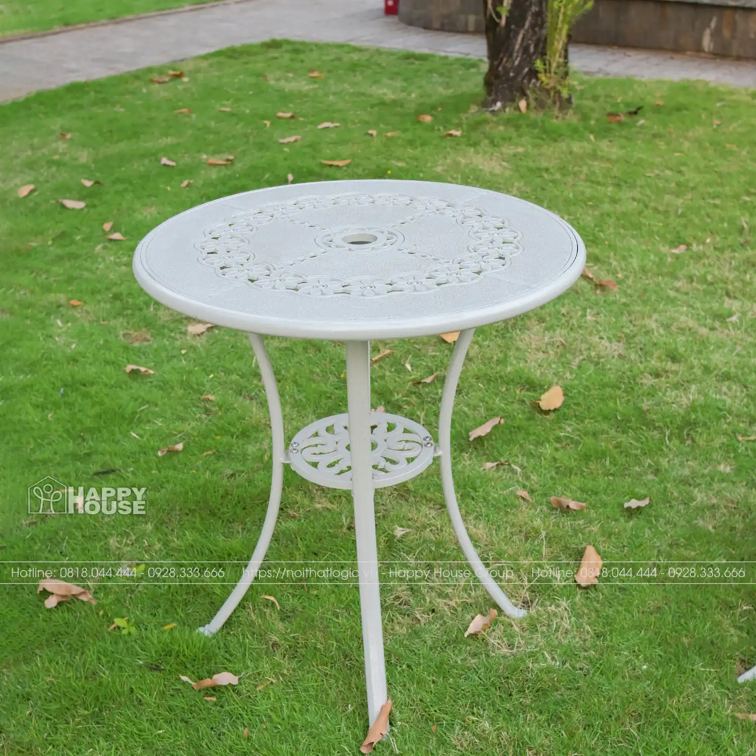 Bộ Bàn Ghế Nhôm Đúc màu trắng 4 ghế vương miện ND65-4GA18T