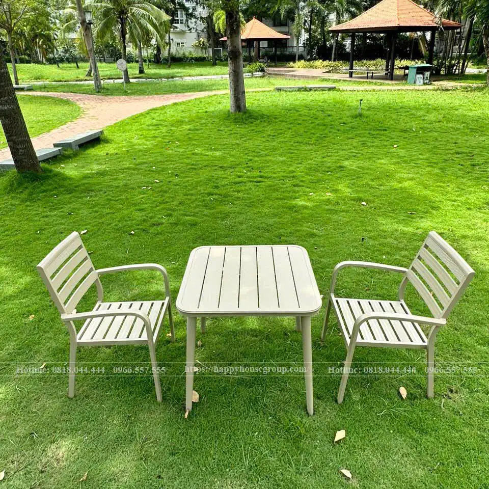 Bộ B&agrave;n Ghế Nh&ocirc;m Đ&uacute;c ND75-2GNN M&agrave;u Kaki 2 Ghế
