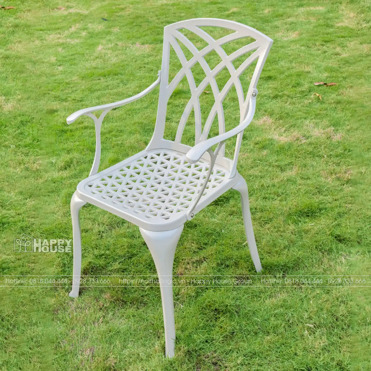 Bộ Bàn Ghế Nhôm Đúc Mặt Tròn Màu Trắng 2 Ghế ND78-2GLT