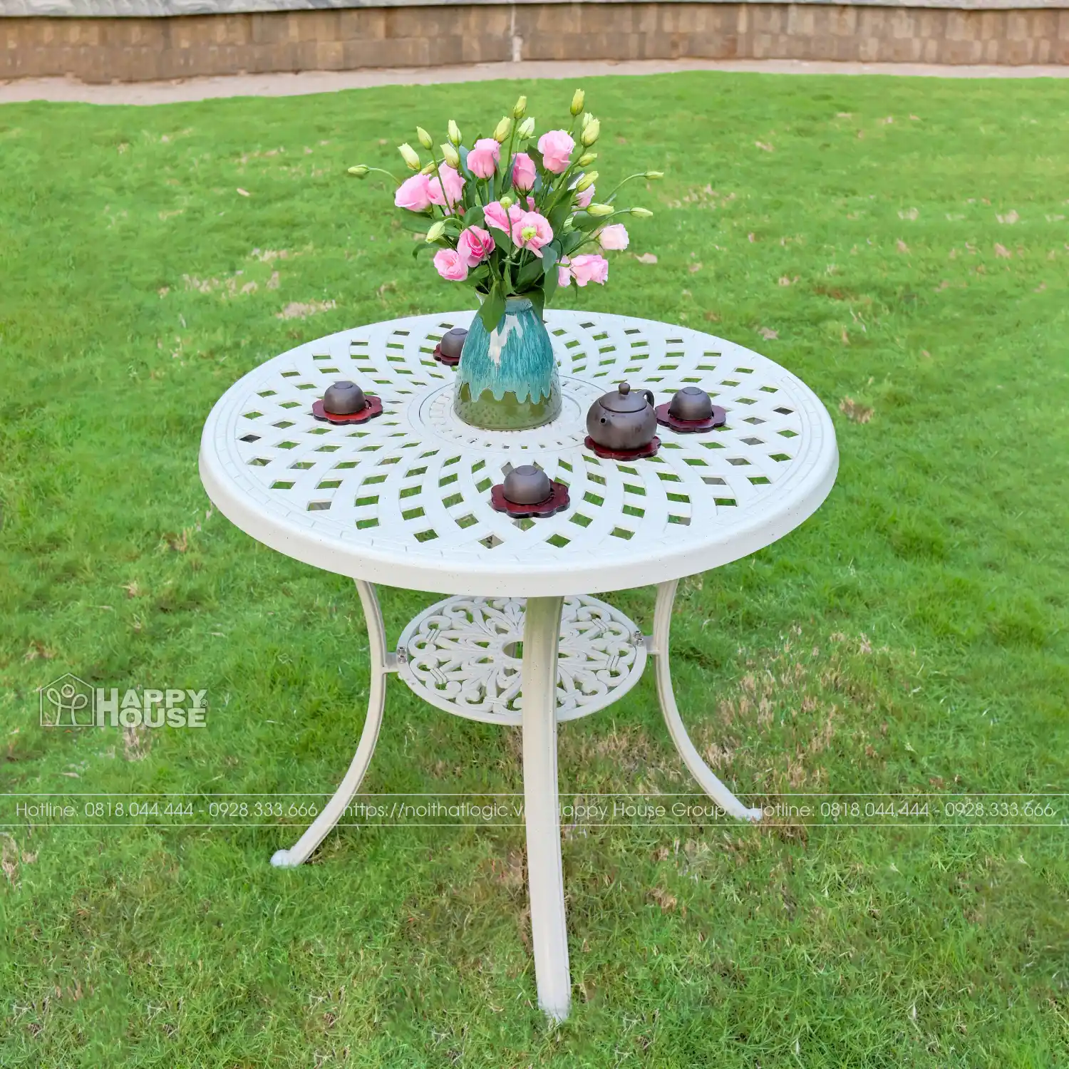 Bộ bàn ghế nhôm đúc sân vườn cà phê ngoài trời 4 ghế ND78-4GL