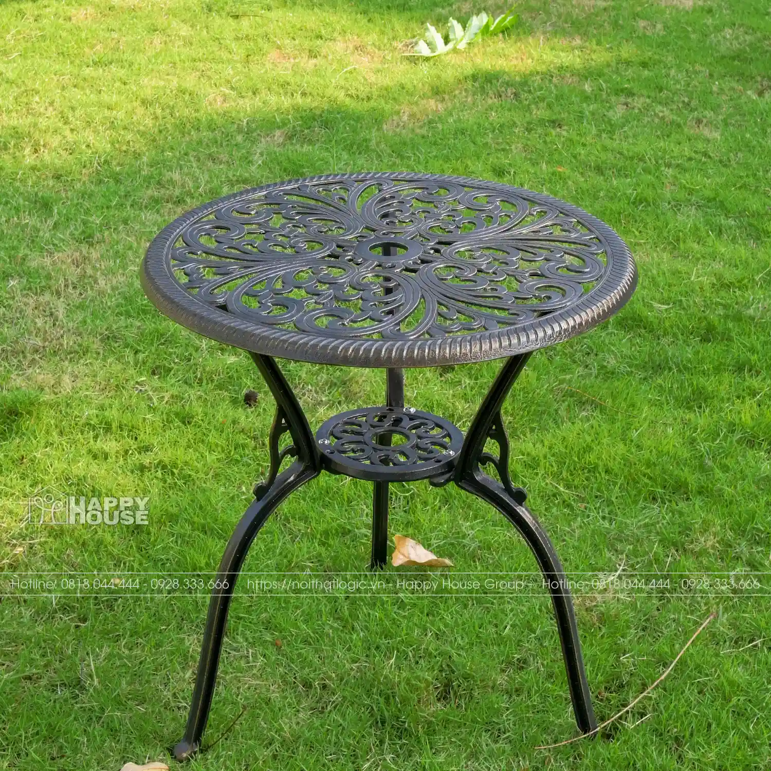 Bộ Bàn Ghế Nhôm Đúc Màu Đen Ánh Đồng 4 Ghế NDH60-4GCBKTD