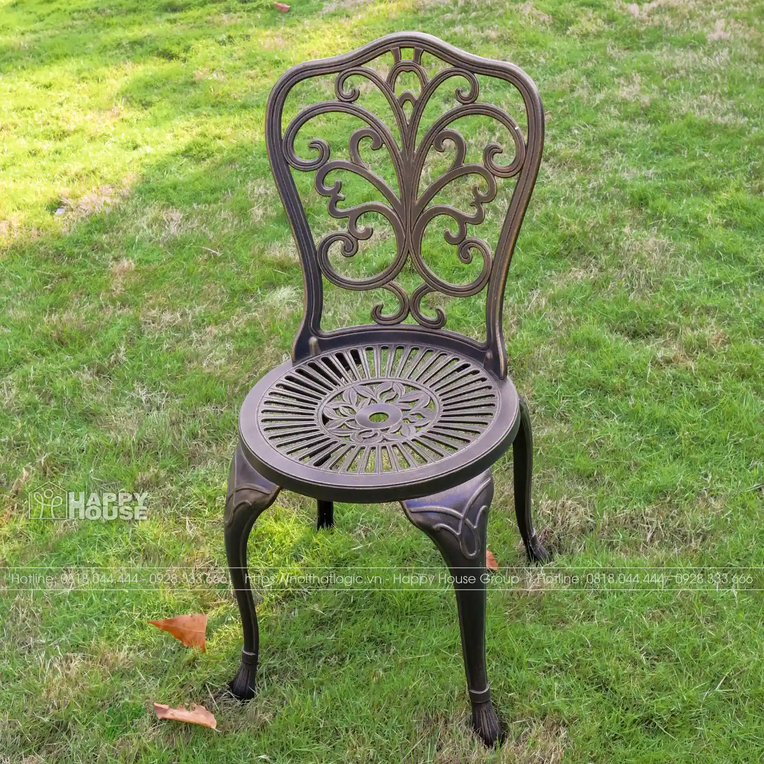 Bộ Bàn Ghế Nhôm Đúc Màu Đen Ánh Đồng 4 Ghế NDH60-4GCBKTD