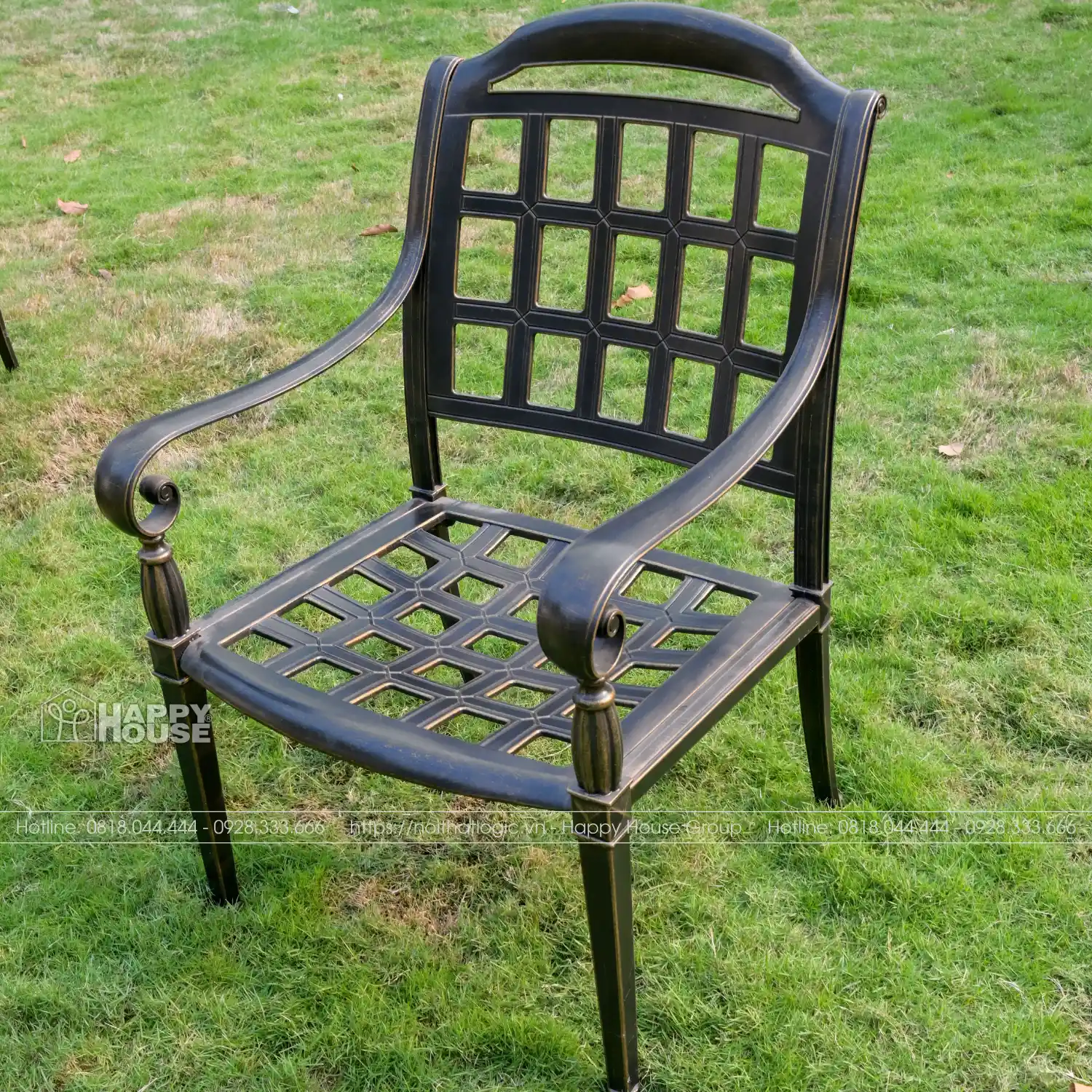 Bộ Bàn Ghế Nhôm Đúc Mặt Vuông Màu Đen Ánh Đồng 4 Ghế NDV80-4G63D