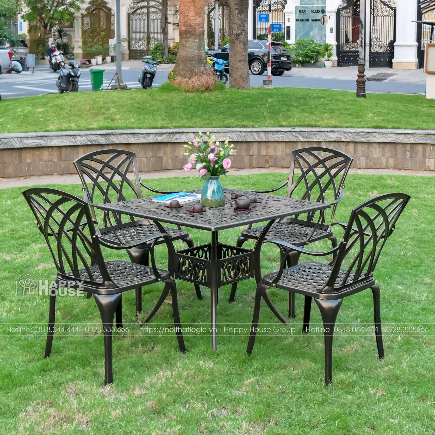 Bộ Bàn Ghế Nhôm Đúc Mặt Vuông 4 Ghế NDV90-4G54D