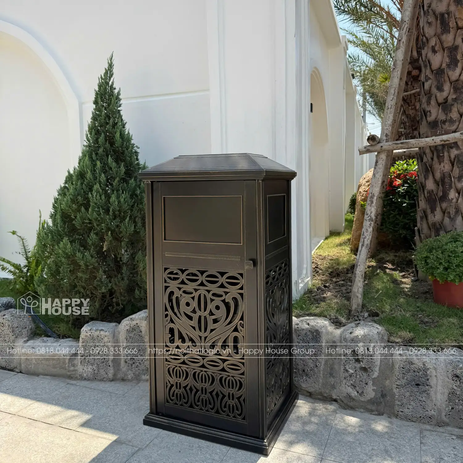 Thùng rác hợp kim nhôm đúc cao cấp TRN-01