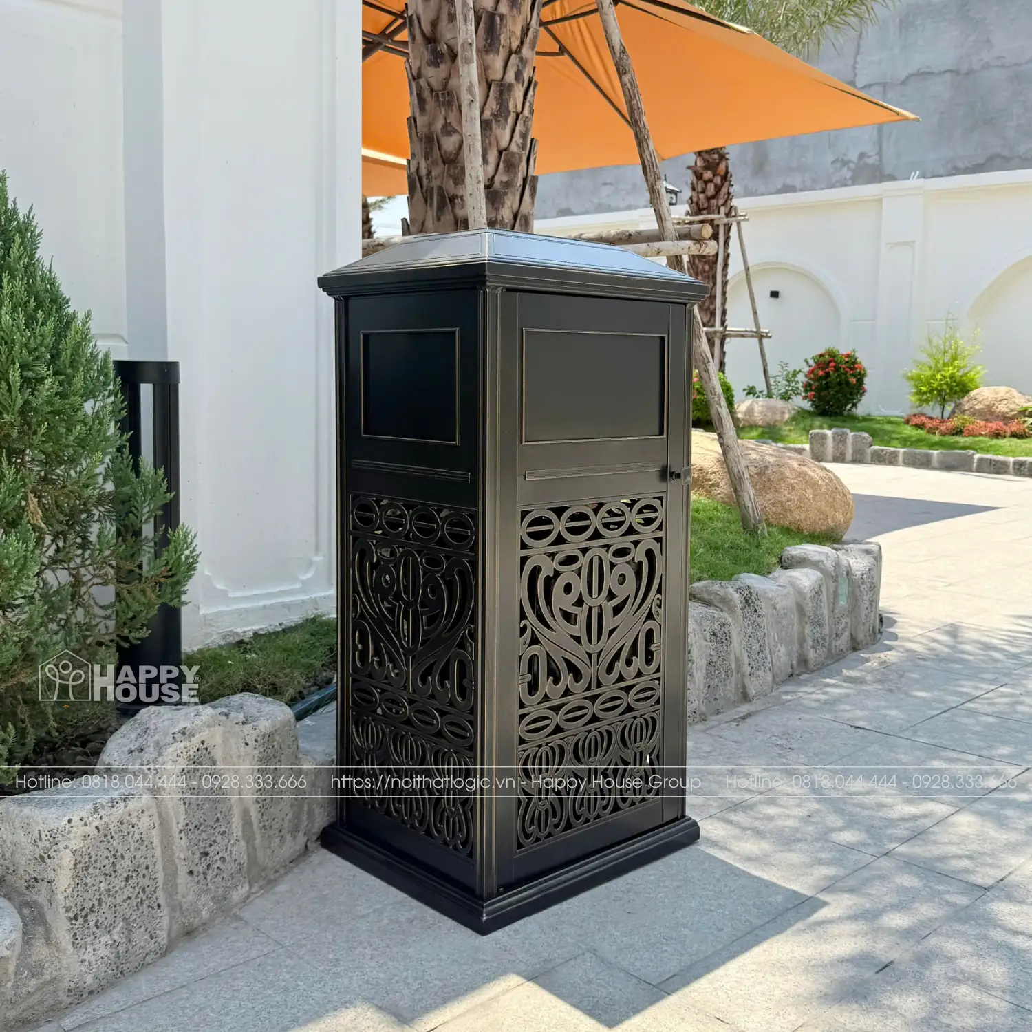 Thùng rác hợp kim nhôm đúc cao cấp TRN-01