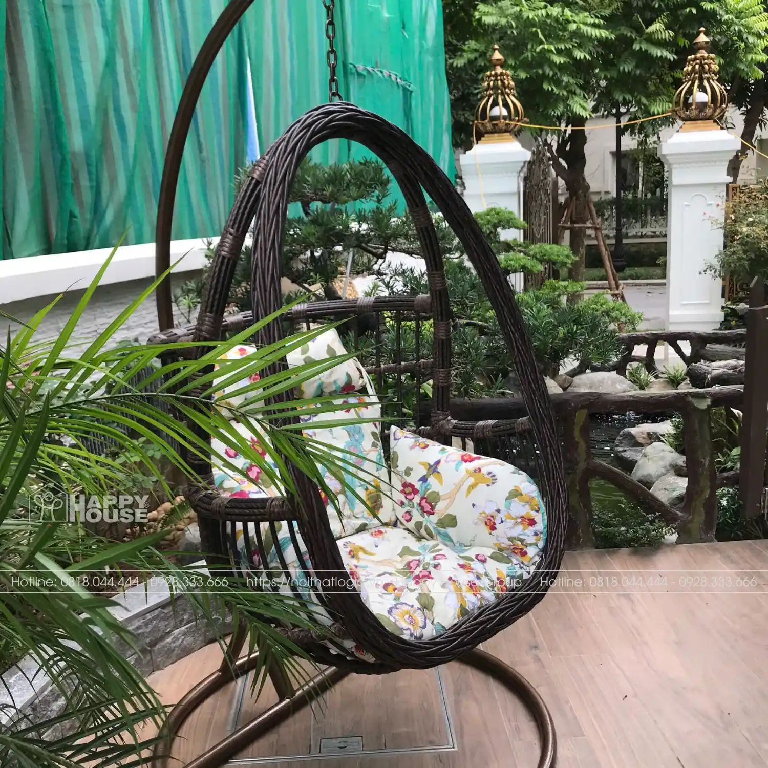 Xích đu nhập khẩu mây nhựa 3 lỗ