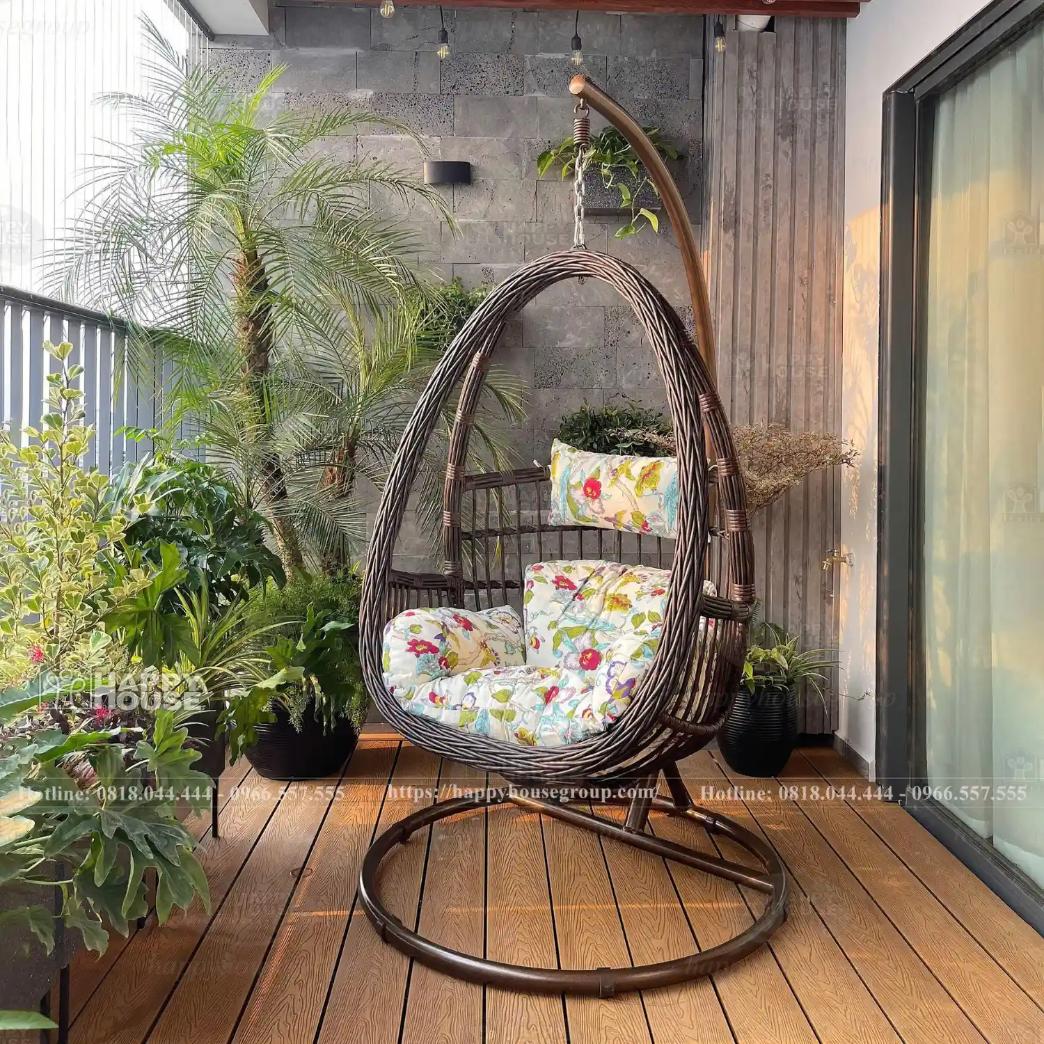 Xích đu nhập khẩu mây nhựa 3 lỗ