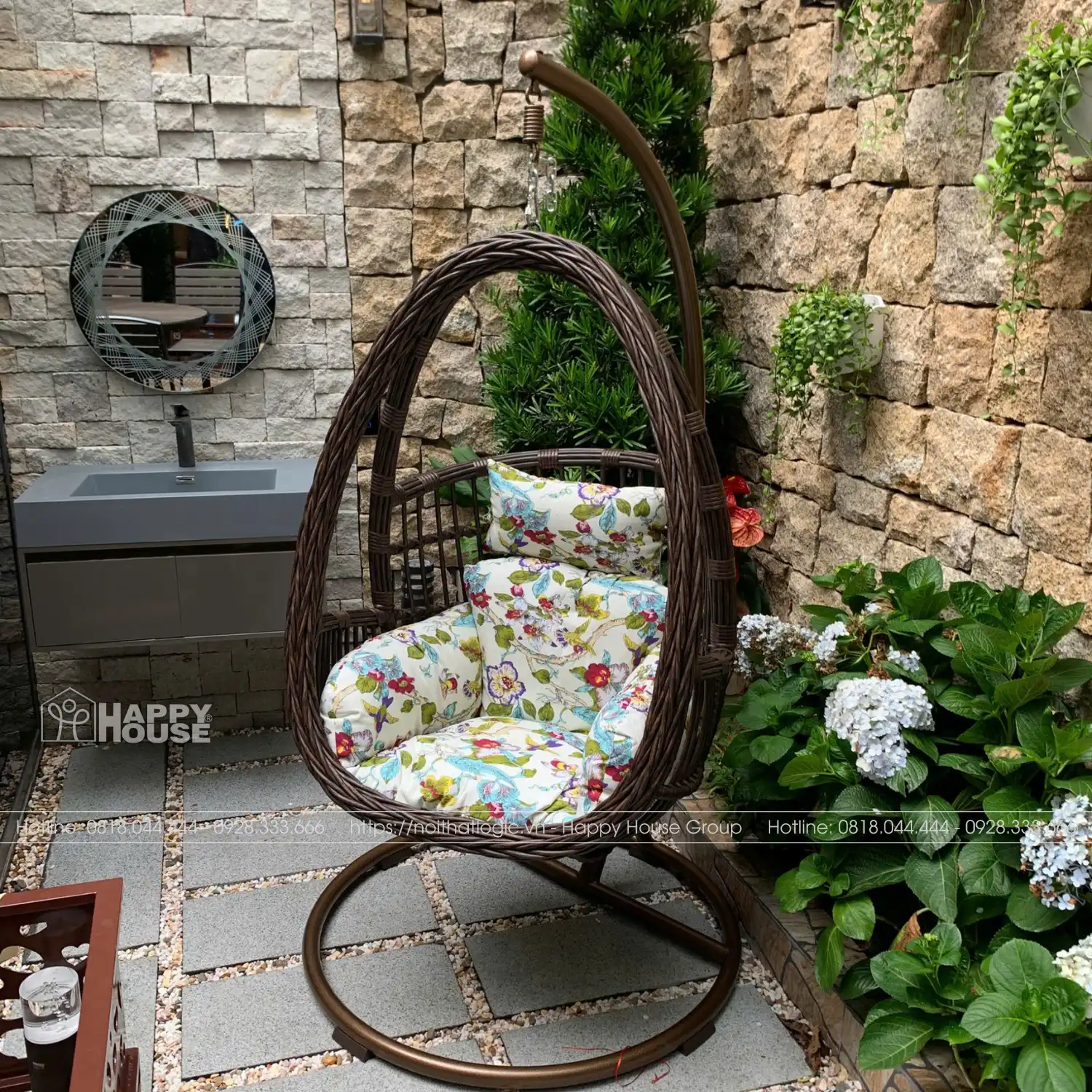 Xích đu nhập khẩu mây nhựa 3 lỗ