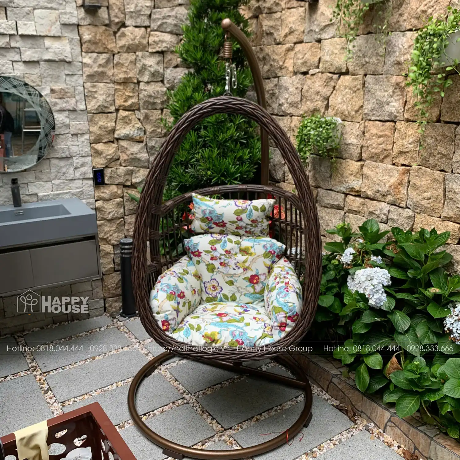 Xích đu nhập khẩu mây nhựa 3 lỗ