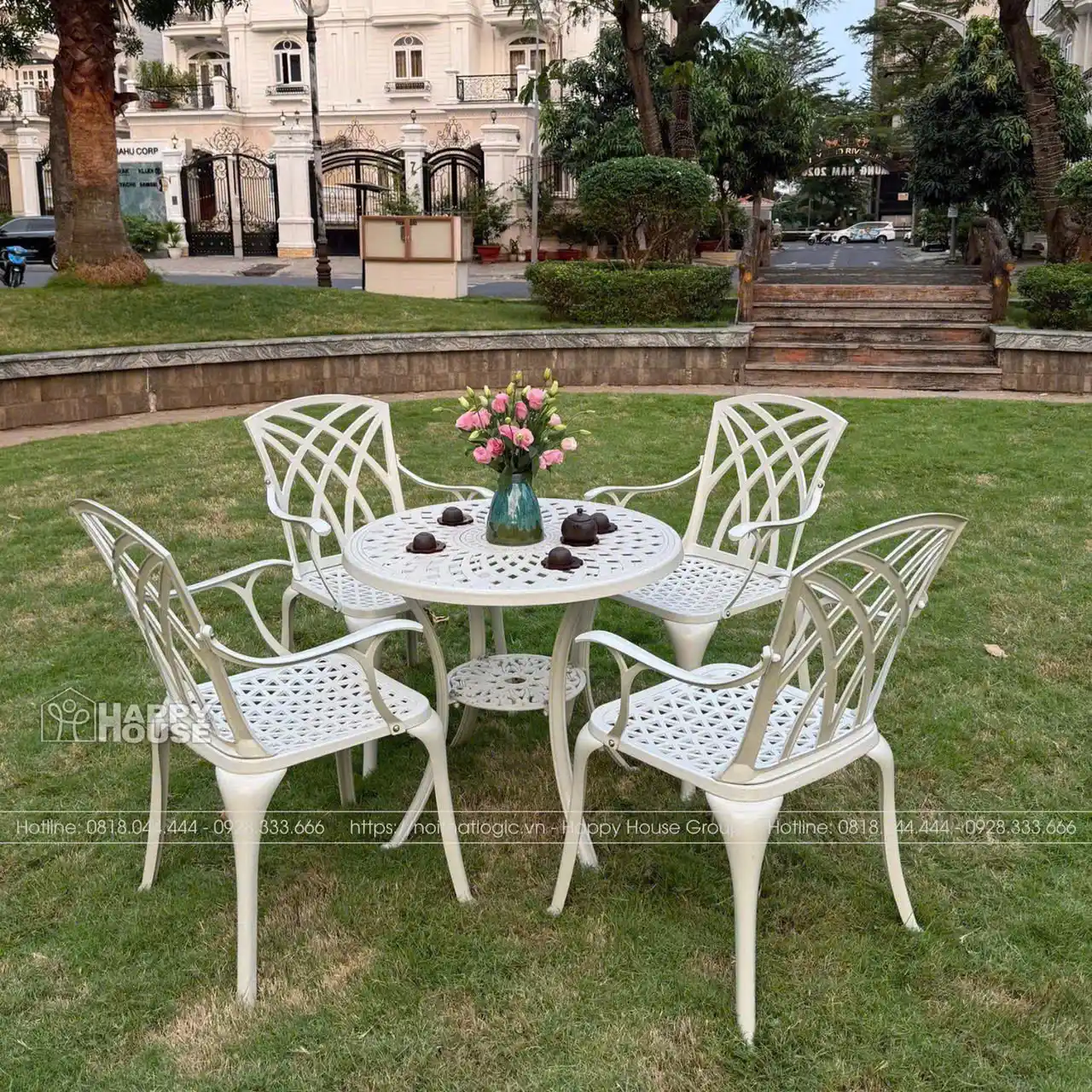 Bộ b&agrave;n ghế nh&ocirc;m đ&uacute;c s&acirc;n vườn c&agrave; ph&ecirc; ngo&agrave;i trời 4 ghế BD78-G54W