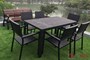 Bộ bàn ghế Cafe sân vườn Composite ngoài trời chữ nhật nan đen BCP-08