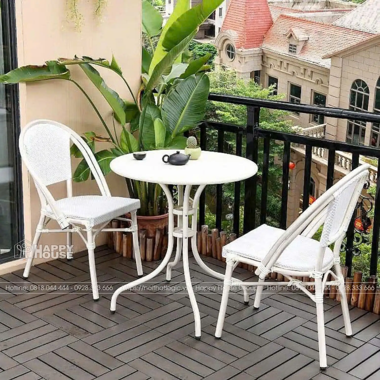 Bộ Bàn Ghế Cafe Sân Vườn BTT-2GL15KT Màu Trắng