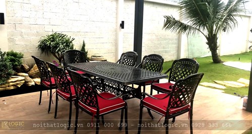 Nội Thất Logic Setup cảnh quan sân vườn biệt thự với bộ 3 sản phẩm bàn ghế nhôm đúc được ưa chuộng nhất hiện nay