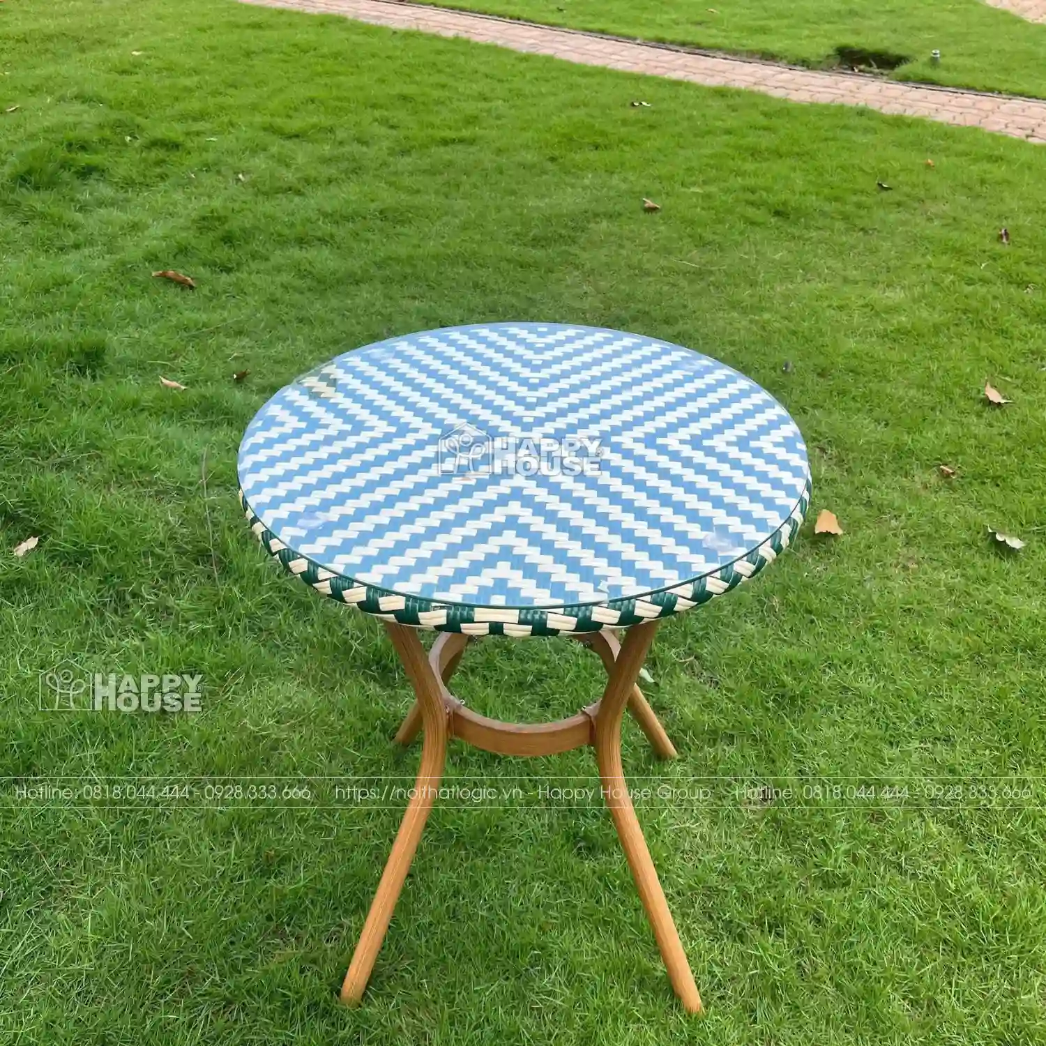 Bàn Cafe Khung Hợp Kim Sợi Nhựa Giả Mây BCF05