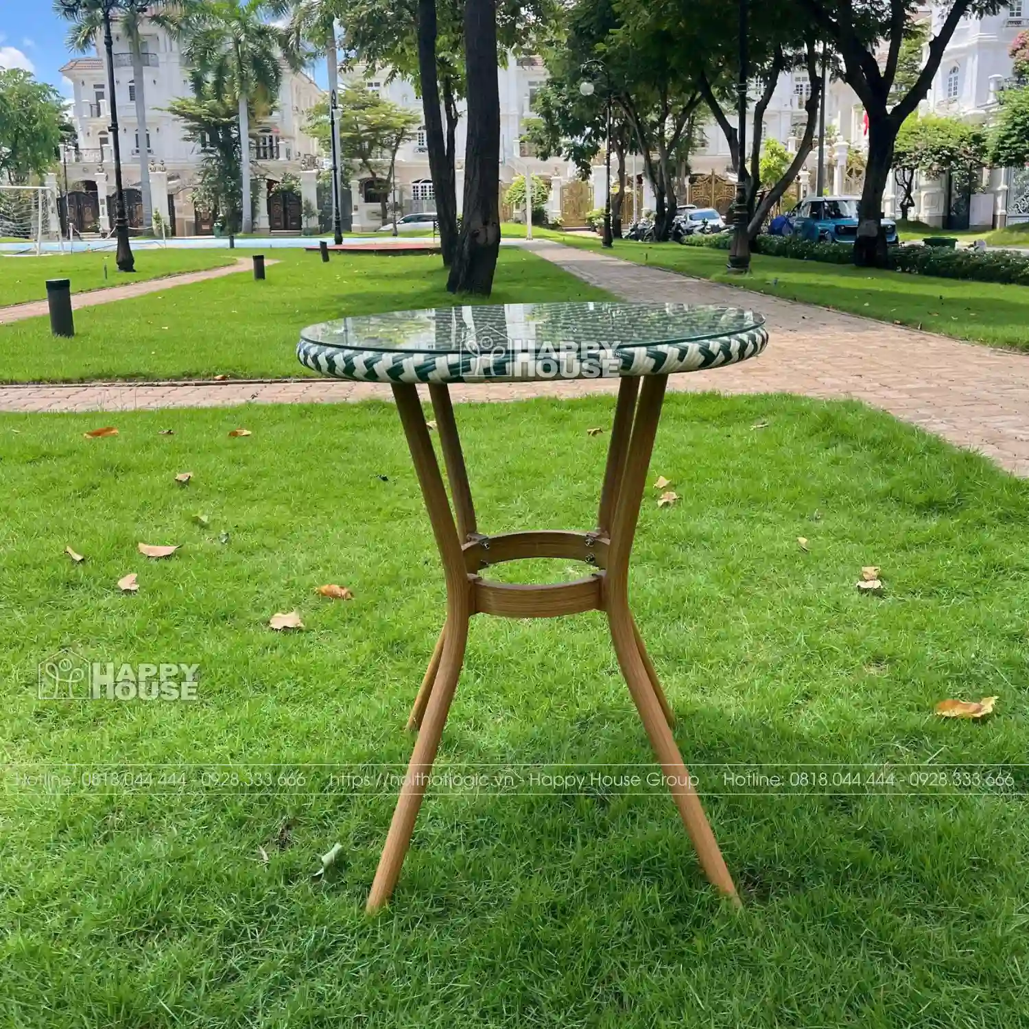 Bàn Cafe Khung Hợp Kim Sợi Nhựa Giả Mây BCF05