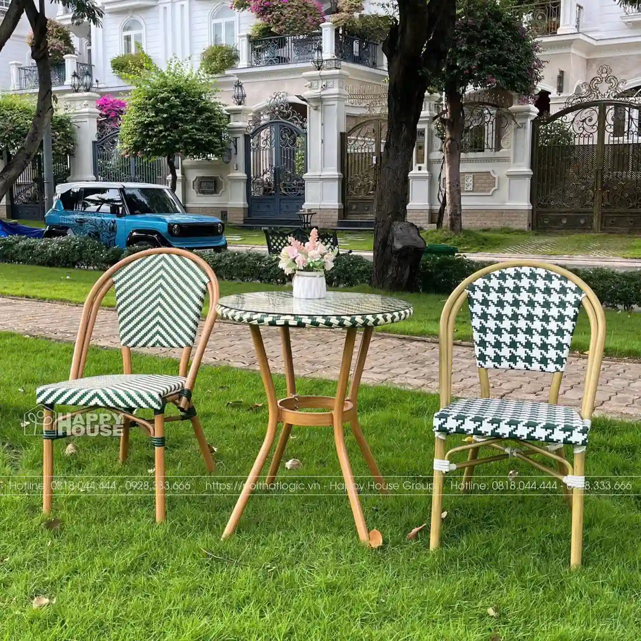 Bàn Cafe Khung Hợp Kim Sợi Nhựa Giả Mây BCF05