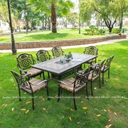 Bộ bàn ghế  nhôm đúc sân vườn mặt đá tích hợp bếp nướng MDN189-VM