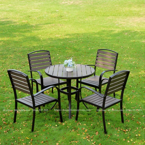 Bộ bàn ghế Composite cà phê mặt tròn 1 bàn 4 ghế I1-D5