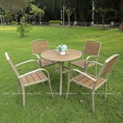 Bộ bàn ghế composite cà phê ngoài trời mặt tròn 4 ghế H108-H110